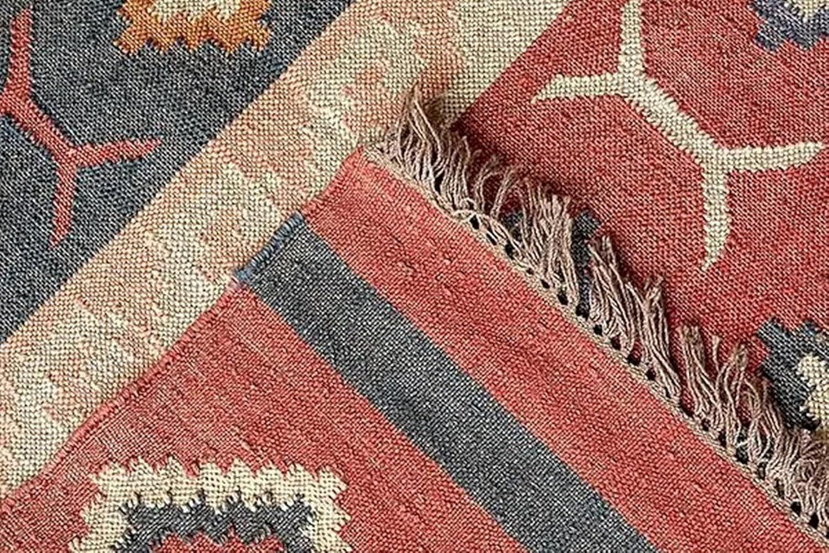 Handmade Kilim Rectangle Boho Mats Wool Durable Rustic Look Boho Area Carpet Farmhouse Jute Rug Multicolor